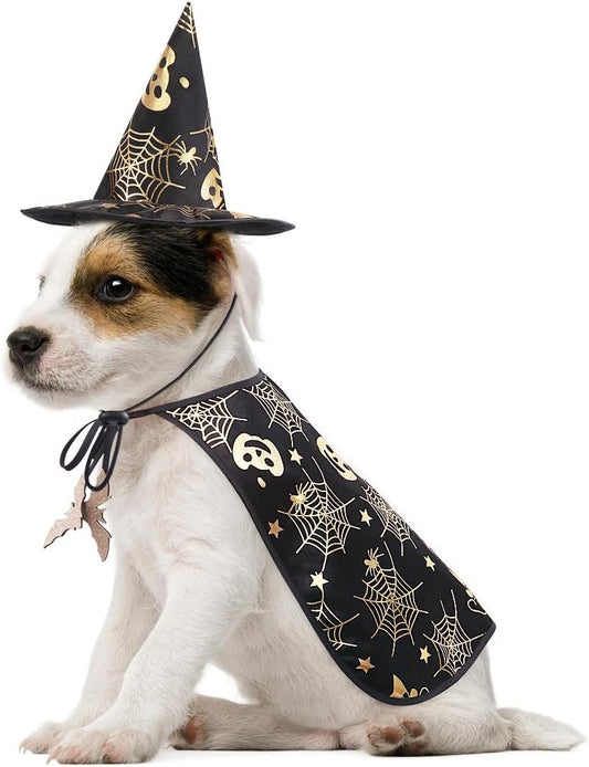 Pet Show Costume Cape and Hat for Dogs Creative Halloween Cloak S Parties Photos and Everyday Wear Fun Present for Your Pet