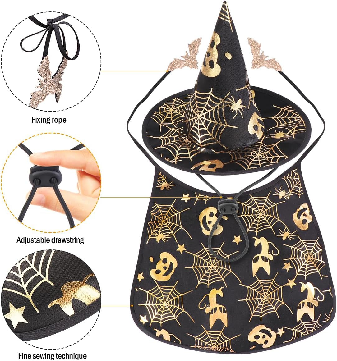 Pet Show Costume Cape and Hat for Dogs Creative Halloween Cloak S Parties Photos and Everyday Wear Fun Present for Your Pet