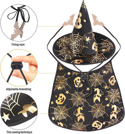 Pet Show Costume Cape and Hat for Dogs Creative Halloween Cloak S Parties Photos and Everyday Wear Fun Present for Your Pet