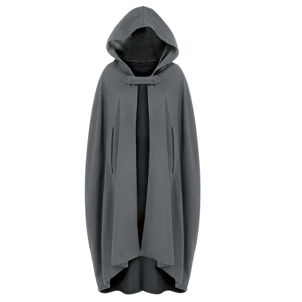 Gothic Cape Hooded Outerwear Women Black Oversize Solid Color Capes Ponchos Y2K Autumn Winter Cloak Hooded Trench Cloak Cosplay