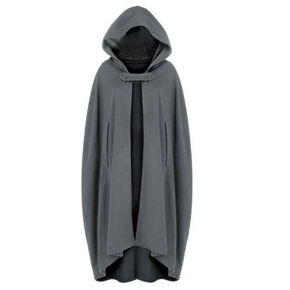 Gothic Cape Hooded Outerwear Women Black Oversize Solid Color Capes Ponchos Y2K Autumn Winter Cloak Hooded Trench Cloak Cosplay